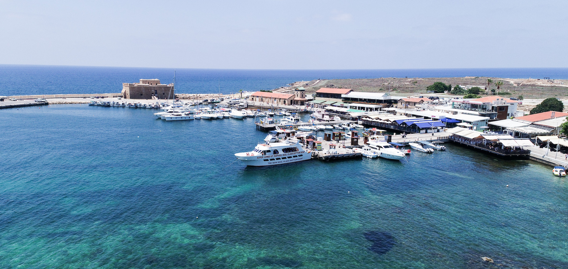 Castle Paphos Super Jumbo St  Raphael 1 Real Glass Bottom Boat